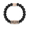 18k Rose Gold Crown | Matte Black Agate | Kingdom Bead Bracelet | Men's